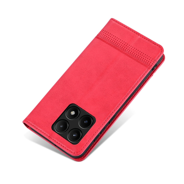 For Xiaomi Redmi K70/K70 Pro AZNS Magnetic Calf Texture Flip Leather Phone Case(Red) - K70 Pro Cases by AZNS | Online Shopping South Africa | PMC Jewellery | Buy Now Pay Later Mobicred