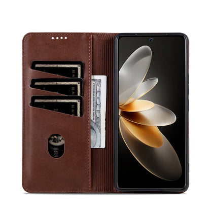 For Xiaomi Redmi K70/K70 Pro AZNS Magnetic Calf Texture Flip Leather Phone Case(Dark Brown) - K70 Pro Cases by AZNS | Online Shopping South Africa | PMC Jewellery | Buy Now Pay Later Mobicred