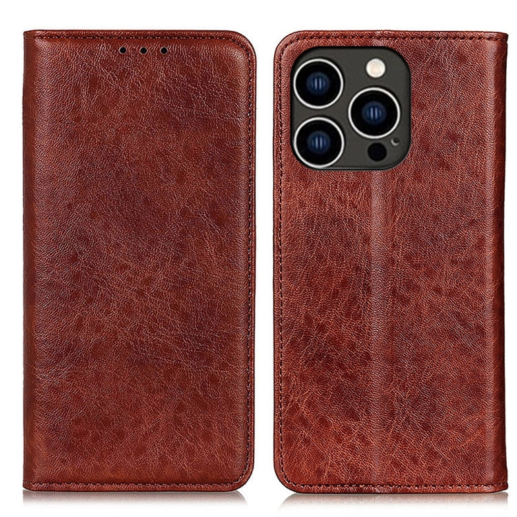 For iPhone 16 Pro Magnetic Crazy Horse Texture Horizontal Flip Leather Phone Case(Brown) - iPhone 16 Pro Cases by PMC TechLife | Online Shopping South Africa | PMC TechLife | Buy Now Pay Later Mobicred