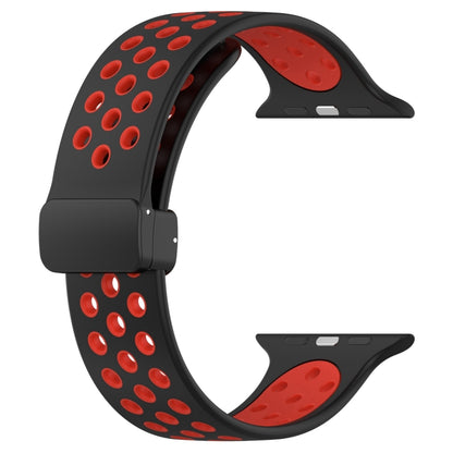 For Apple Watch Ultra 2 49mm Magnetic Buckle Silicone Watch Band(Black Red) - Watch Bands by PMC Jewellery | Online Shopping South Africa | PMC Jewellery