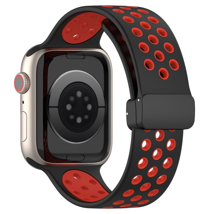 For Apple Watch Ultra 2 49mm Magnetic Buckle Silicone Watch Band(Black Red) - Watch Bands by PMC Jewellery | Online Shopping South Africa | PMC Jewellery