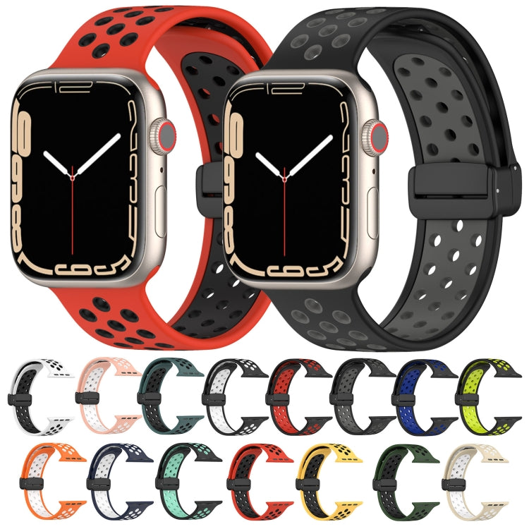 For Apple Watch Ultra 2 49mm Magnetic Buckle Silicone Watch Band(Orange White) - Watch Bands by PMC Jewellery | Online Shopping South Africa | PMC Jewellery