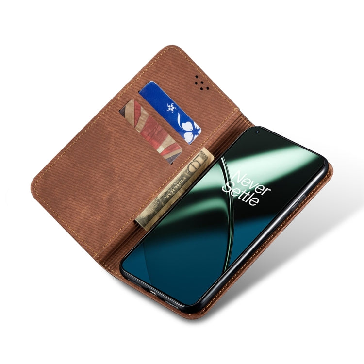 For Honor 90 Pro Denim Texture Flip Leather Phone Case(Brown) - Honor Cases by PMC TechLife | Online Shopping South Africa | PMC TechLife | Buy Now Pay Later Mobicred