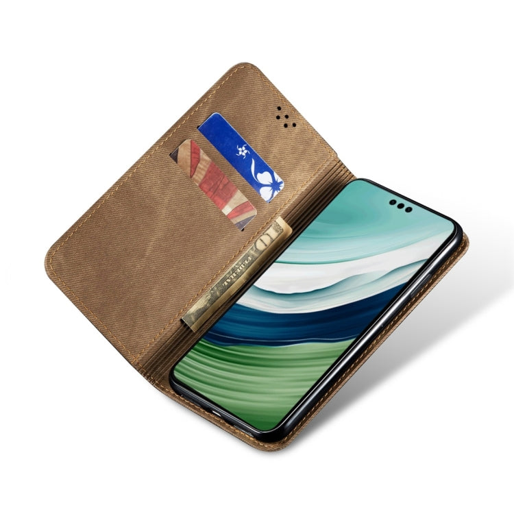 For Honor X8 5G / X6 4G Foreign Denim Texture Flip Leather Phone Case(Khaki) - Honor Cases by PMC TechLife | Online Shopping South Africa | PMC TechLife | Buy Now Pay Later Mobicred
