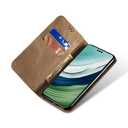 For Honor X8 5G / X6 4G Foreign Denim Texture Flip Leather Phone Case(Khaki) - Honor Cases by PMC Jewellery | Online Shopping South Africa | PMC Jewellery | Buy Now Pay Later Mobicred