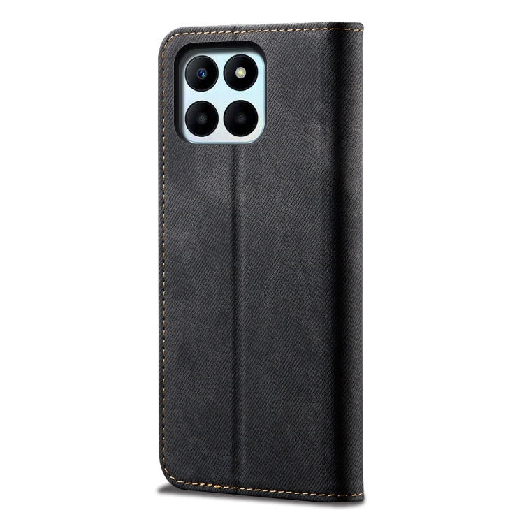 For Honor X8b 4G Global Denim Texture Flip Leather Phone Case(Black) - Honor Cases by PMC TechLife | Online Shopping South Africa | PMC TechLife | Buy Now Pay Later Mobicred