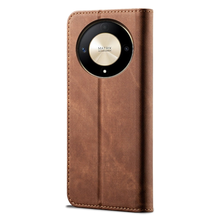 For Honor Magic6 Lite / X9b 5G Denim Texture Flip Leather Phone Case(Brown) - Honor Cases by PMC TechLife | Online Shopping South Africa | PMC TechLife | Buy Now Pay Later Mobicred