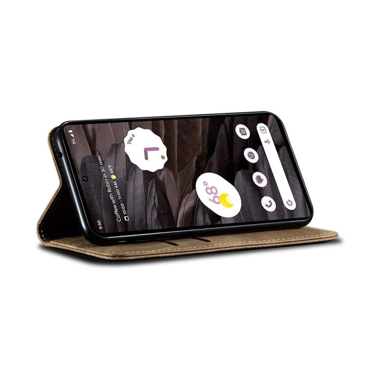 For Honor 200 Lite Global Denim Texture Flip Leather Phone Case(Khaki) - Honor Cases by PMC TechLife | Online Shopping South Africa | PMC TechLife | Buy Now Pay Later Mobicred