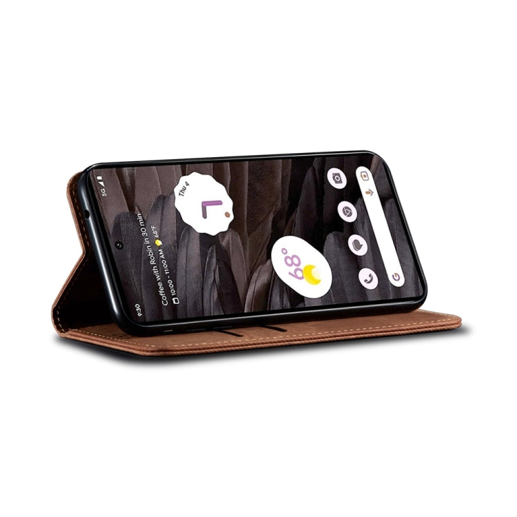 For Honor 200 Lite Global Denim Texture Flip Leather Phone Case(Brown) - Honor Cases by PMC Jewellery | Online Shopping South Africa | PMC Jewellery | Buy Now Pay Later Mobicred