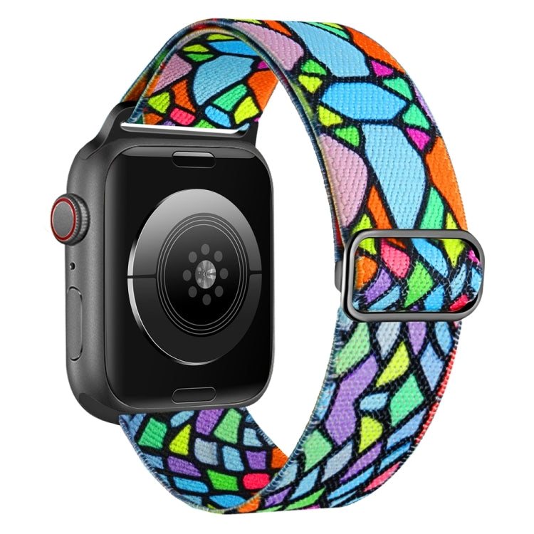 For Apple Watch SE 44mm Painted Pattern Nylon Replacement Watch Band(Geometric Rainbow) - Watch Bands by PMc TechLife | Online Shopping South Africa | PMc TechLife | Buy Now Pay Later Mobicred