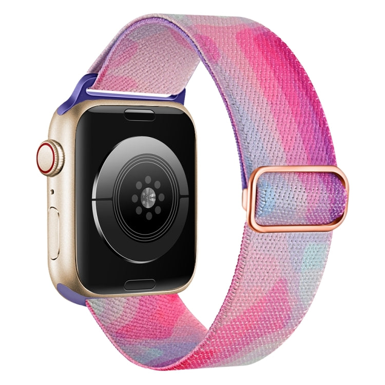 For Apple Watch 5 44mm Painted Pattern Nylon Replacement Watch Band(Ladder Purple Blue) - Watch Bands by PMc TechLife | Online Shopping South Africa | PMc TechLife | Buy Now Pay Later Mobicred