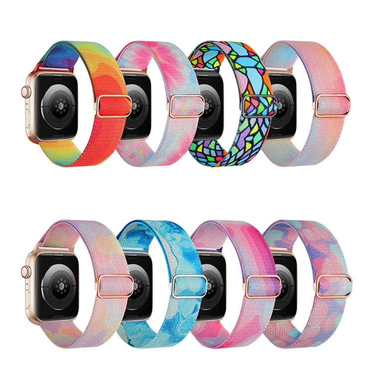 For Apple Watch SE 44mm Painted Pattern Nylon Replacement Watch Band(Liquid Colorful) - Watch Bands by PMc TechLife | Online Shopping South Africa | PMc TechLife | Buy Now Pay Later Mobicred