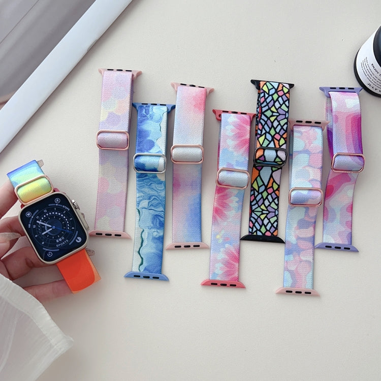 For Apple Watch 6 40mm Painted Pattern Nylon Replacement Watch Band(Geometric Rainbow) - Watch Bands by PMc TechLife | Online Shopping South Africa | PMc TechLife | Buy Now Pay Later Mobicred