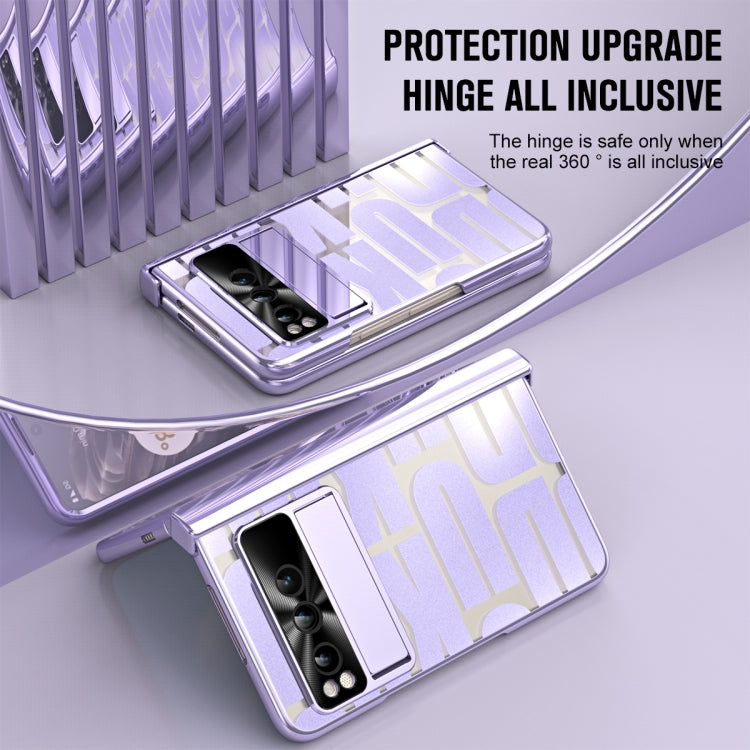 For Google Pixel Fold Integrated Electroplating Folding Phone Case with Pen Slot & Hinge(Purple) - Google Cases by PMC TechLife | Online Shopping South Africa | PMC TechLife | Buy Now Pay Later Mobicred