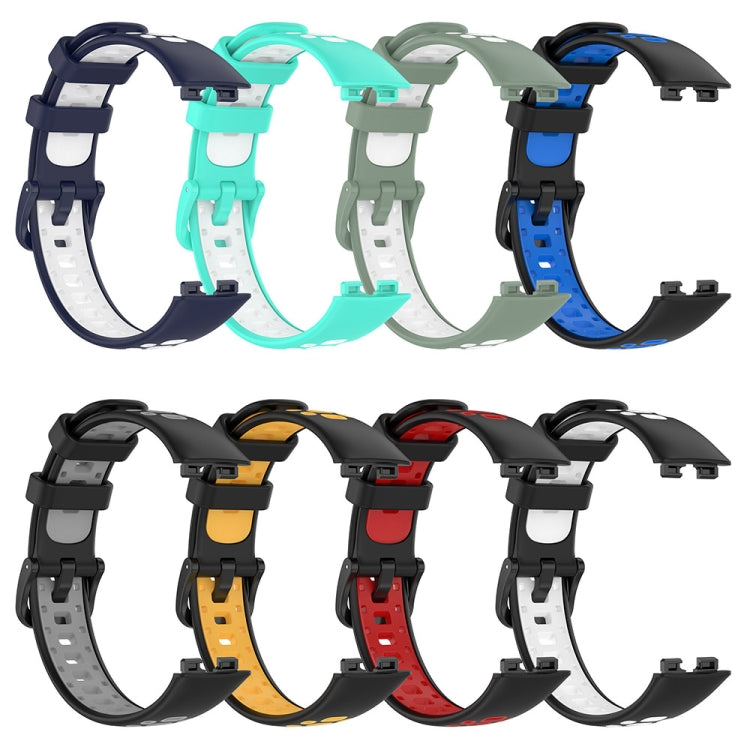 For Huawei Band 8 Two Color Silicone Replacement Watch Band(Black Yellow) - Watch Bands by PMC TechLife | Online Shopping South Africa | PMC TechLife