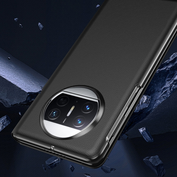For Huawei Mate X3 Litchi Pattern Foldable Side Window View Protective Phone Case(Blue) - Huawei Cases by PMC TechLife | Online Shopping South Africa | PMC TechLife | Buy Now Pay Later Mobicred