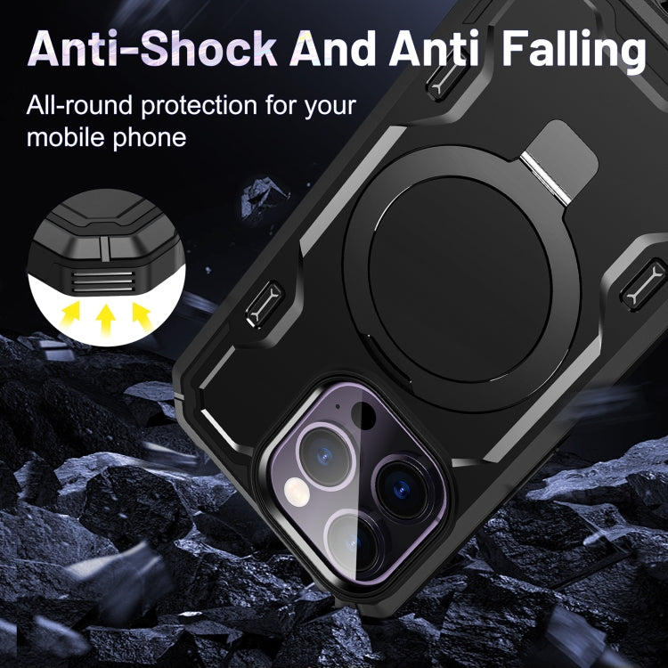 For iPhone 14 / 13 Patronus MagSafe Magnetic Holder Phone Case(Black) - iPhone 14 Cases by PMC TechLife | Online Shopping South Africa | PMC TechLife