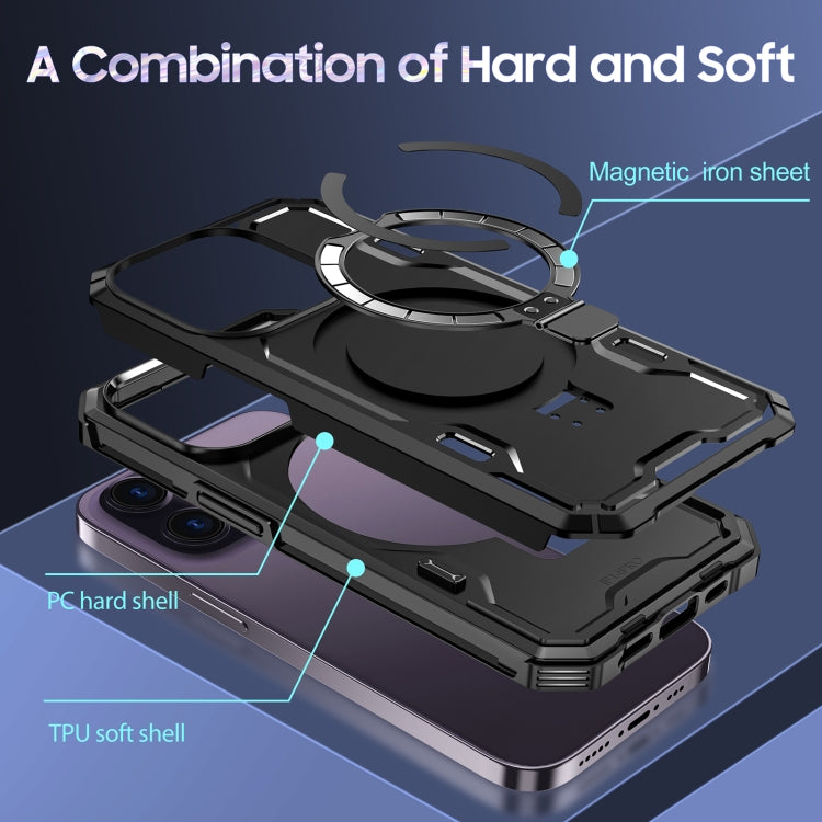 For iPhone 14 / 13 Patronus MagSafe Magnetic Holder Phone Case(Black) - iPhone 14 Cases by PMC TechLife | Online Shopping South Africa | PMC TechLife