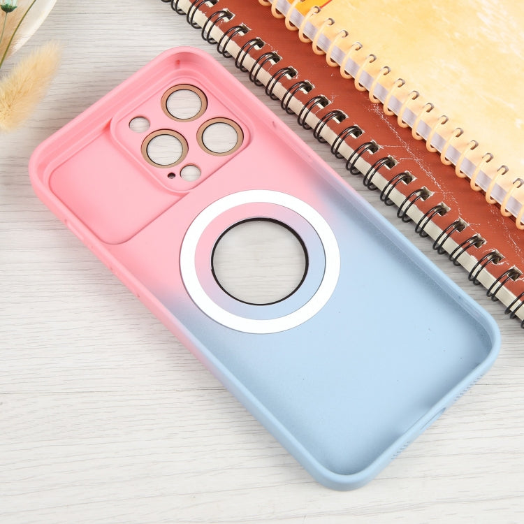 For iPhone 13 Pro Gradient Silicone Shockproof Magsafe Phone Case with Lens Film(Pink Blue) - iPhone 13 Pro Cases by PMC Jewellery | Online Shopping South Africa | PMC Jewellery