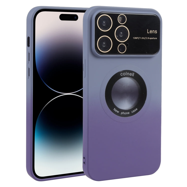 For iPhone 15 Pro Gradient Silicone Shockproof Magsafe Phone Case with Lens Film(Grey Purple) - iPhone 15 Pro Cases by PMC Jewellery | Online Shopping South Africa | PMC Jewellery