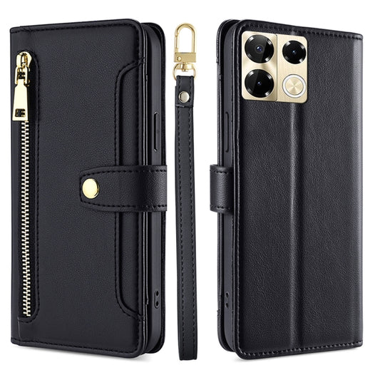 For Infinix Note 40 Pro 5G Sheep Texture Cross-body Zipper Wallet Leather Phone Case(Black) - Infinix Cases by PMC Jewellery | Online Shopping South Africa | PMC Jewellery | Buy Now Pay Later Mobicred