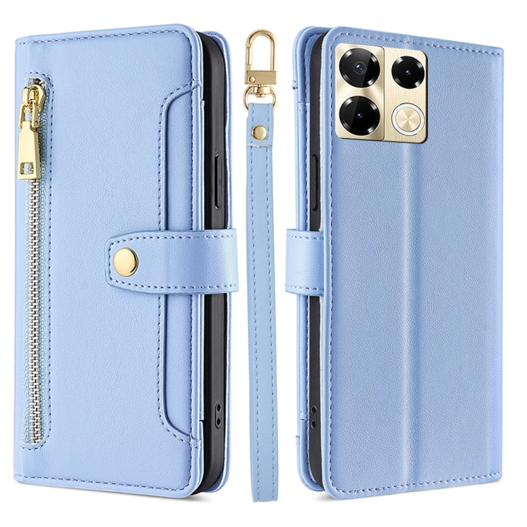 For Infinix Note 40 Pro 5G Sheep Texture Cross-body Zipper Wallet Leather Phone Case(Blue) - Infinix Cases by PMC TechLife | Online Shopping South Africa | PMC TechLife | Buy Now Pay Later Mobicred