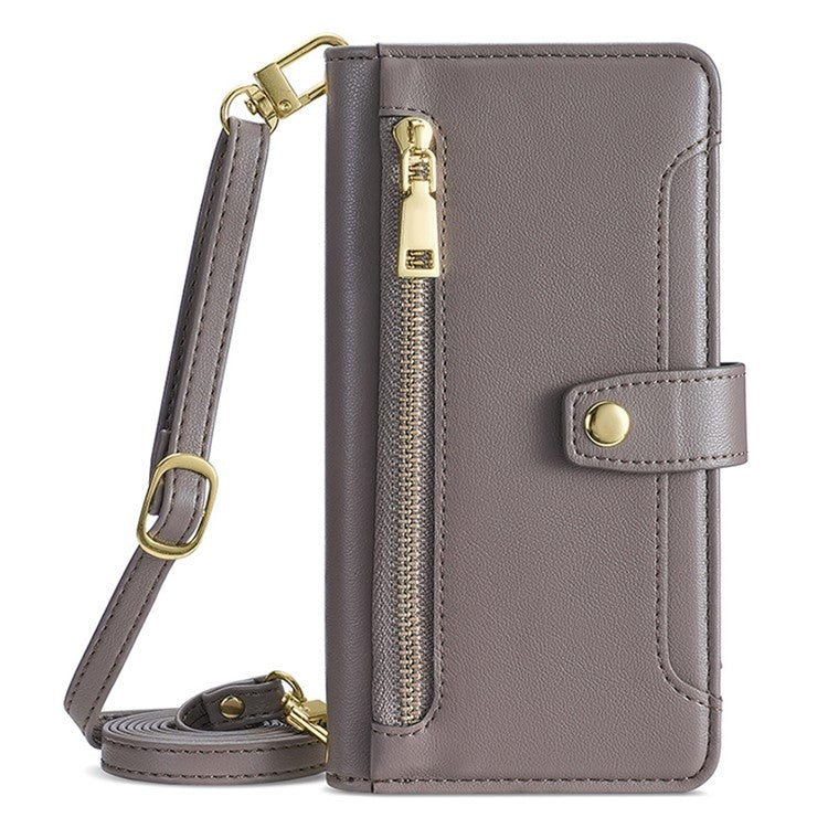 For Infinix Note 40 Pro 5G Sheep Texture Cross-body Zipper Wallet Leather Phone Case(Grey) - Infinix Cases by PMC TechLife | Online Shopping South Africa | PMC TechLife | Buy Now Pay Later Mobicred