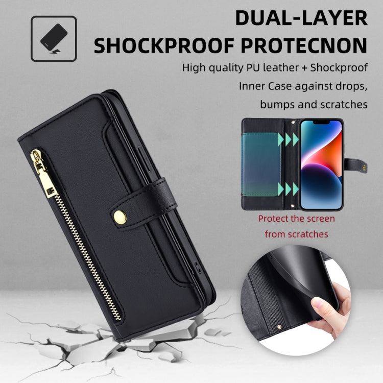 For Infinix Note 40 Pro 4G Sheep Texture Cross-body Zipper Wallet Leather Phone Case(Black) - free shipping - PMC TechLife - Order now!