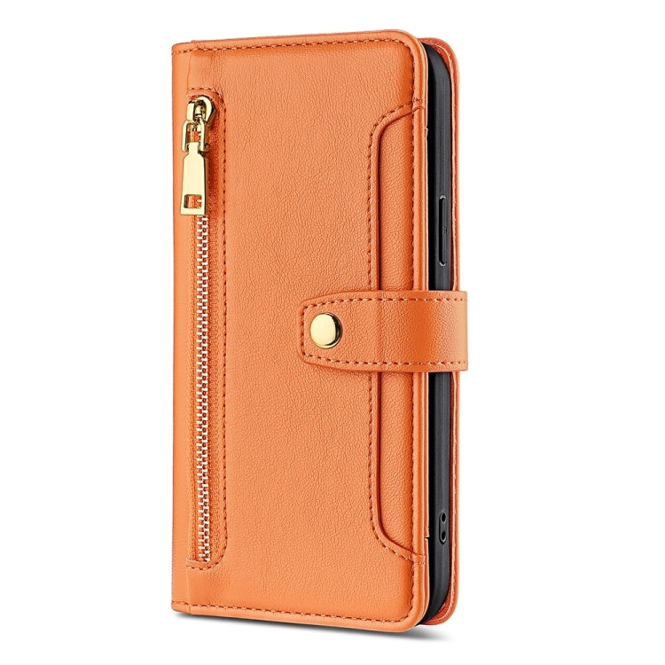 For Tecno Pova 5 Pro Sheep Texture Cross-body Zipper Wallet Leather Phone Case(Orange) - Tecno Cases by PMC TechLife | Online Shopping South Africa | PMC TechLife | Buy Now Pay Later Mobicred