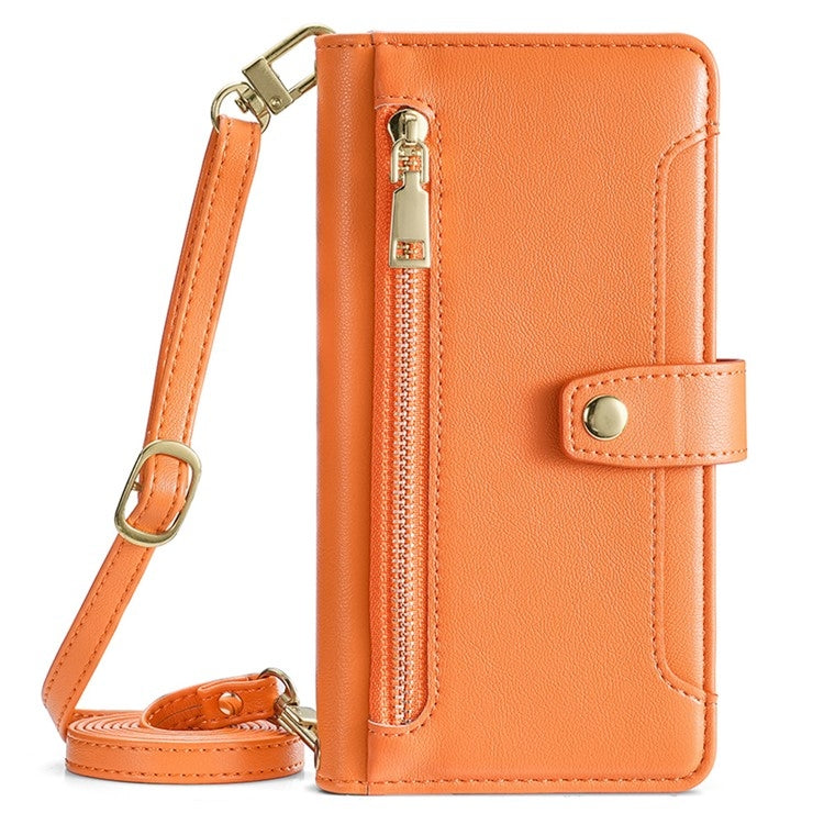 For Tecno Camon 30 Sheep Texture Cross-body Zipper Wallet Leather Phone Case(Orange) - Tecno Cases by PMC TechLife | Online Shopping South Africa | PMC TechLife | Buy Now Pay Later Mobicred