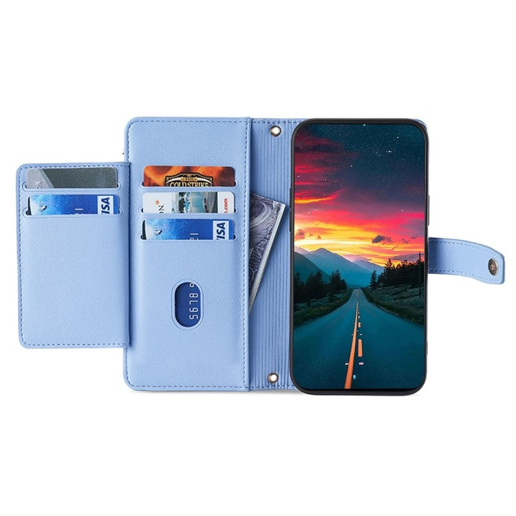 For Tecno Camon 30 Sheep Texture Cross-body Zipper Wallet Leather Phone Case(Blue) - Tecno Cases by PMC TechLife | Online Shopping South Africa | PMC TechLife | Buy Now Pay Later Mobicred