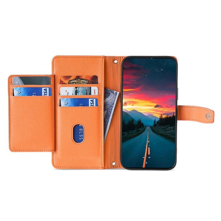For Tecno Camon 30 Premier 5G Sheep Texture Cross-body Zipper Wallet Leather Phone Case(Orange) - Tecno Cases by PMC TechLife | Online Shopping South Africa | PMC TechLife | Buy Now Pay Later Mobicred