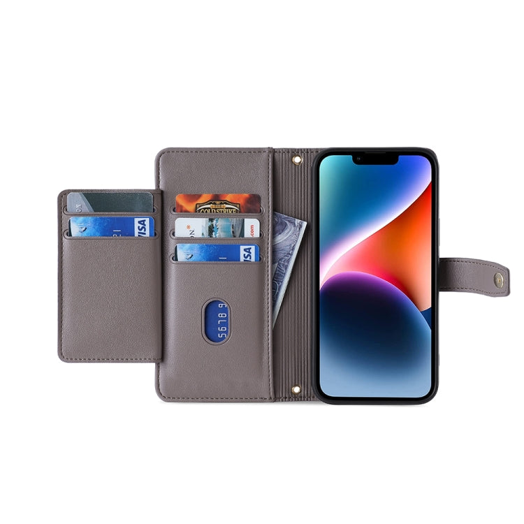 For Sharp Aqous Wish3 Sheep Texture Cross-body Zipper Wallet Leather Phone Case(Grey) - More Brand by PMC TechLife | Online Shopping South Africa | PMC TechLife | Buy Now Pay Later Mobicred