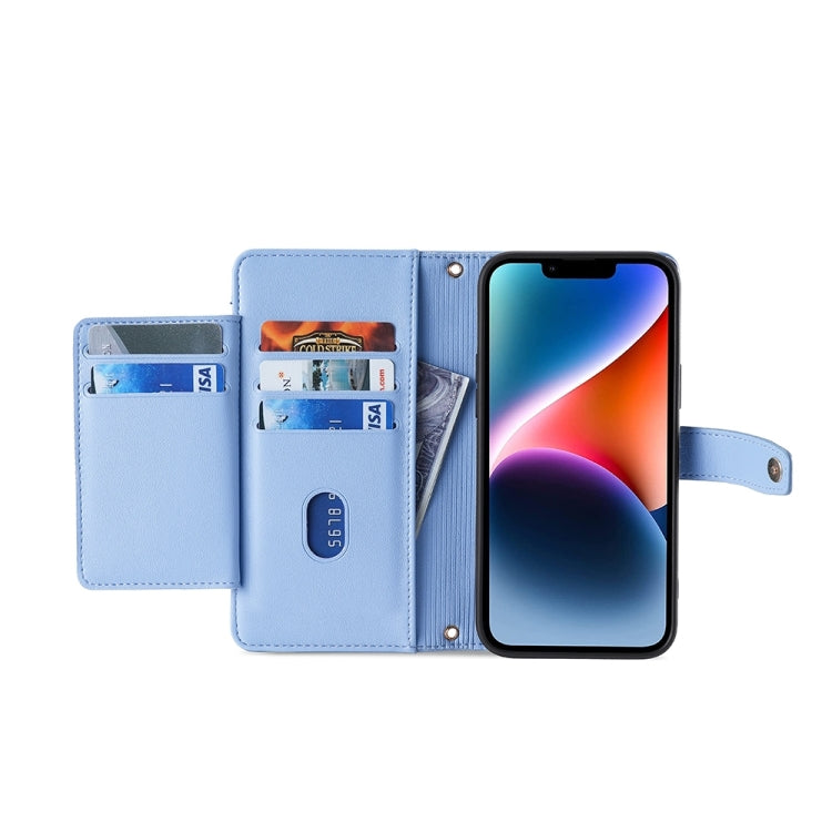 For Sharp Aquos sense8 Sheep Texture Cross-body Zipper Wallet Leather Phone Case(Blue) - More Brand by PMC TechLife | Online Shopping South Africa | PMC TechLife | Buy Now Pay Later Mobicred