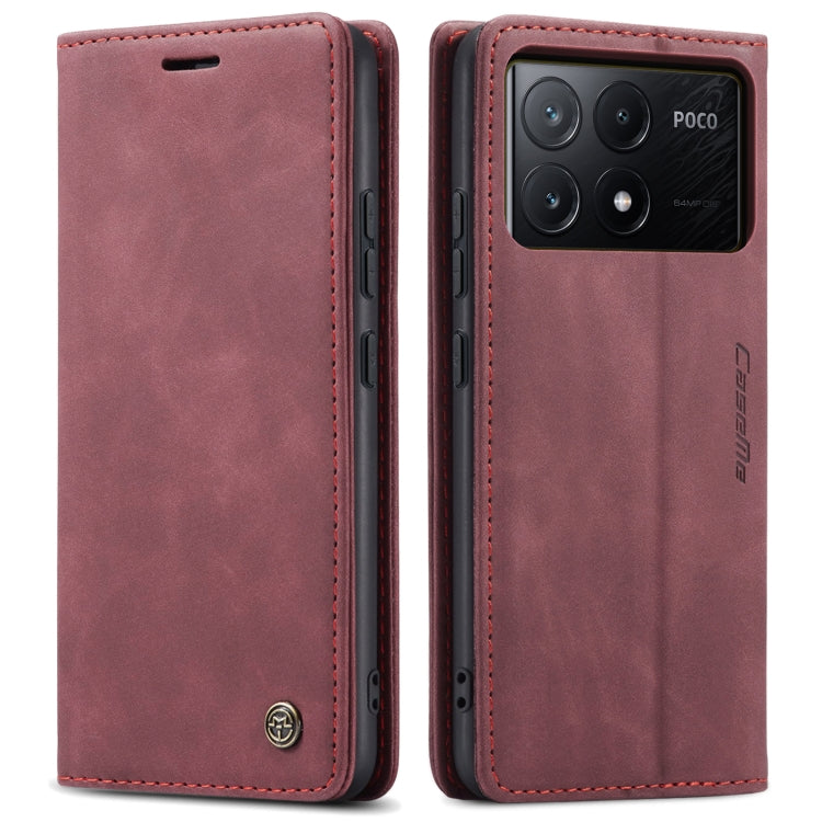 For Xiaomi Redmi K70E 5G CaseMe 013 Multifunctional Horizontal Flip Leather Phone Case(Wine Red) - K70E Cases by CaseMe | Online Shopping South Africa | PMC Jewellery | Buy Now Pay Later Mobicred