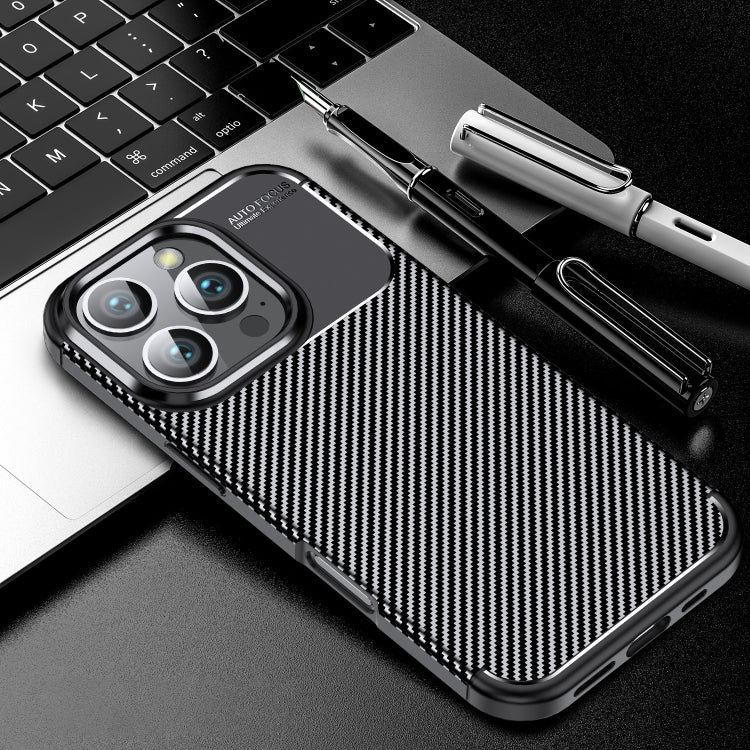 For iPhone 16 Pro Max Carbon Fiber Texture Shockproof TPU Phone Case(Black) - iPhone 16 Pro Max Cases by PMC TechLife | Online Shopping South Africa | PMC TechLife | Buy Now Pay Later Mobicred