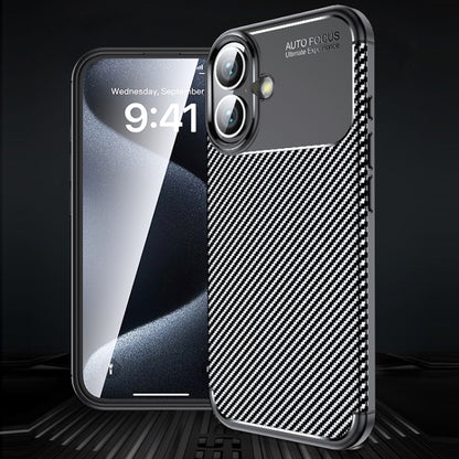 For iPhone 16 Carbon Fiber Texture Shockproof TPU Phone Case(Black) - iPhone 16 Cases by PMC Jewellery | Online Shopping South Africa | PMC Jewellery | Buy Now Pay Later Mobicred