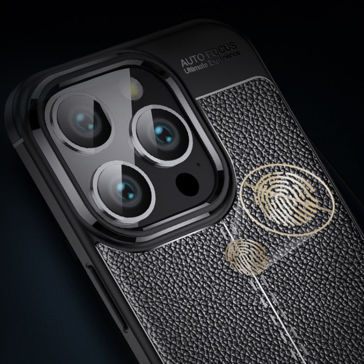 For iPhone 16 Pro Litchi Texture Shockproof TPU Phone Case(Black) - iPhone 16 Pro Cases by PMC TechLife | Online Shopping South Africa | PMC TechLife | Buy Now Pay Later Mobicred