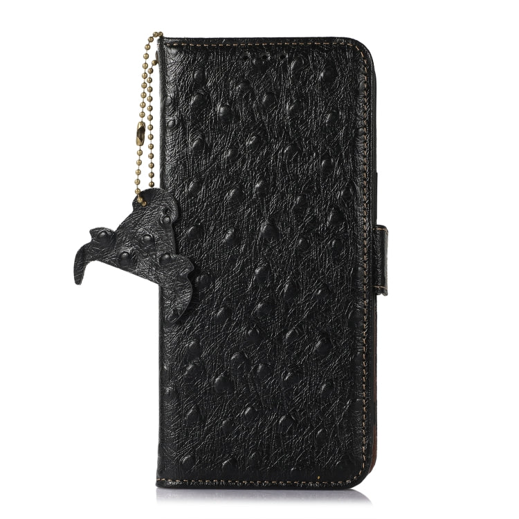 For OnePlus Nord 3 / Ace 2V Ostrich Pattern Genuine Leather RFID Phone Case(Black) - OnePlus Cases by PMC TechLife | Online Shopping South Africa | PMC TechLife | Buy Now Pay Later Mobicred