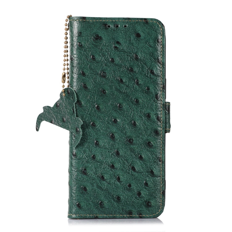For OnePlus 12 Ostrich Pattern Genuine Leather RFID Phone Case(Green) - OnePlus Cases by PMC TechLife | Online Shopping South Africa | PMC TechLife | Buy Now Pay Later Mobicred