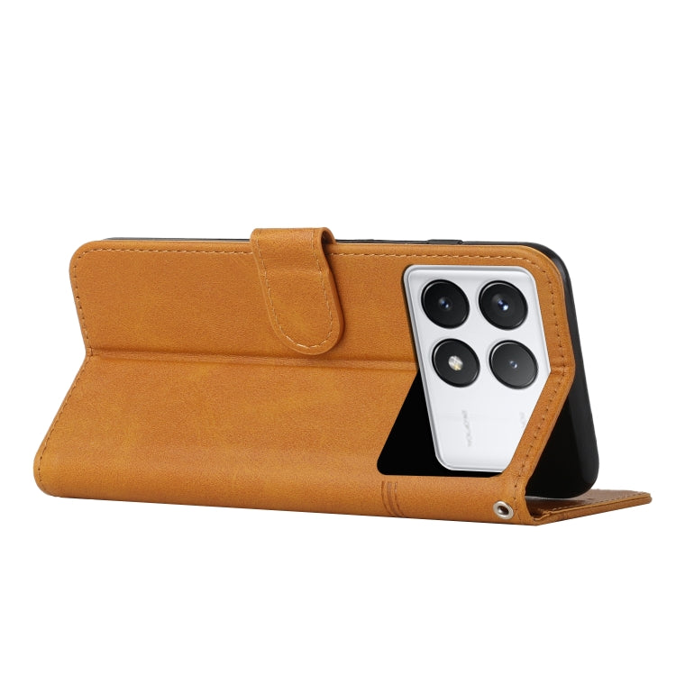 For Xiaomi Redmi K70 / K70 Pro Stitching Calf Texture Buckle Leather Phone Case(Yellow) - free shipping - PMC TechLife - Order now!
