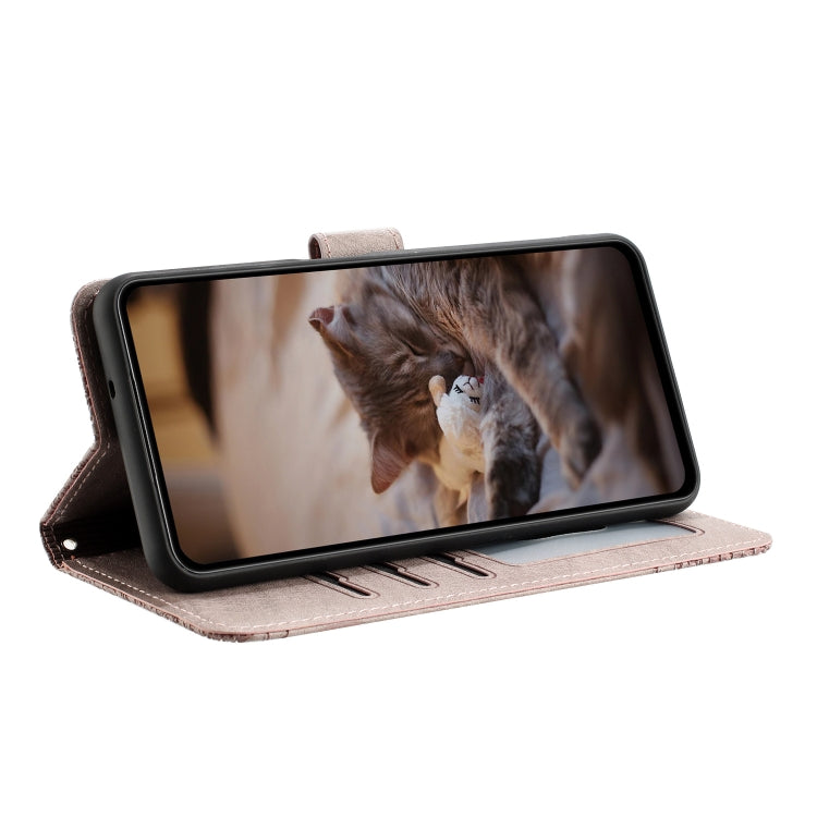 For iPhone 16 Plus Cat Embossing Pattern Leather Phone Case with Lanyard(Grey) - iPhone 16 Plus Cases by PMC TechLife | Online Shopping South Africa | PMC TechLife | Buy Now Pay Later Mobicred