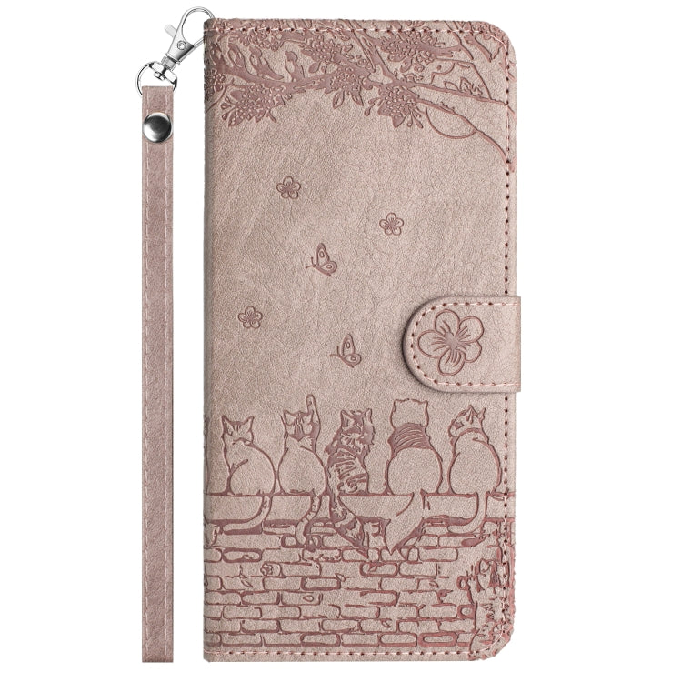 For iPhone 16 Cat Embossing Pattern Leather Phone Case with Lanyard(Grey) - iPhone 16 Cases by PMC Jewellery | Online Shopping South Africa | PMC Jewellery | Buy Now Pay Later Mobicred