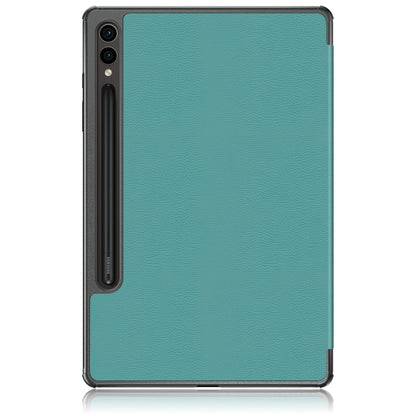 For Samsung Galaxy Tab S9+ Custer Pure Color 3-Fold Holder Smart Leather Tablet Case(Dark Green) - Galaxy Tab S9+ Cases by PMC Jewellery | Online Shopping South Africa | PMC Jewellery | Buy Now Pay Later Mobicred