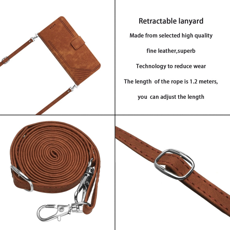 For Infinix Zero 30 4G Skin Feel Stripe Pattern Leather Phone Case with Lanyard(Brown) - Infinix Cases by PMC TechLife | Online Shopping South Africa | PMC TechLife | Buy Now Pay Later Mobicred