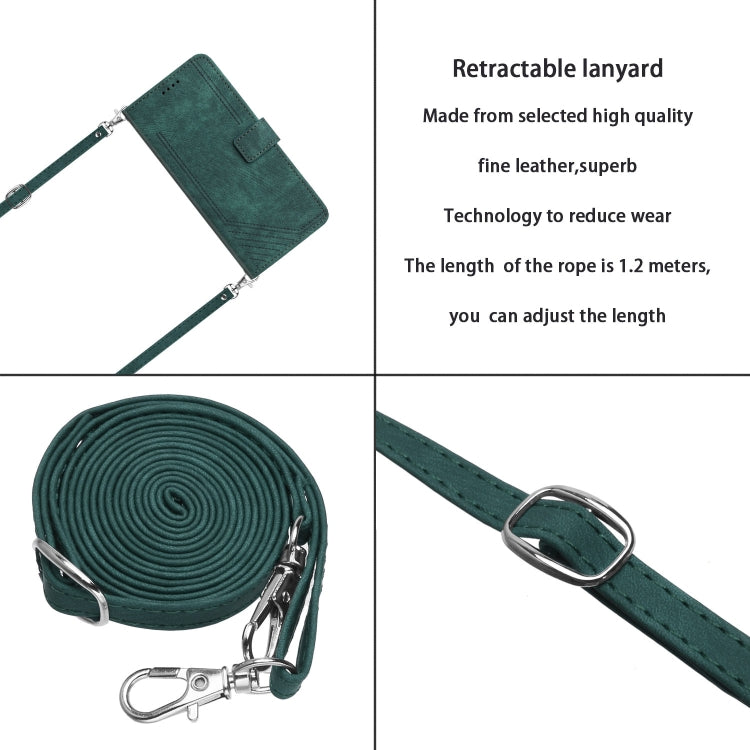 For Infinix Zero 30 5G Skin Feel Stripe Pattern Leather Phone Case with Lanyard(Green) - Infinix Cases by PMC TechLife | Online Shopping South Africa | PMC TechLife | Buy Now Pay Later Mobicred