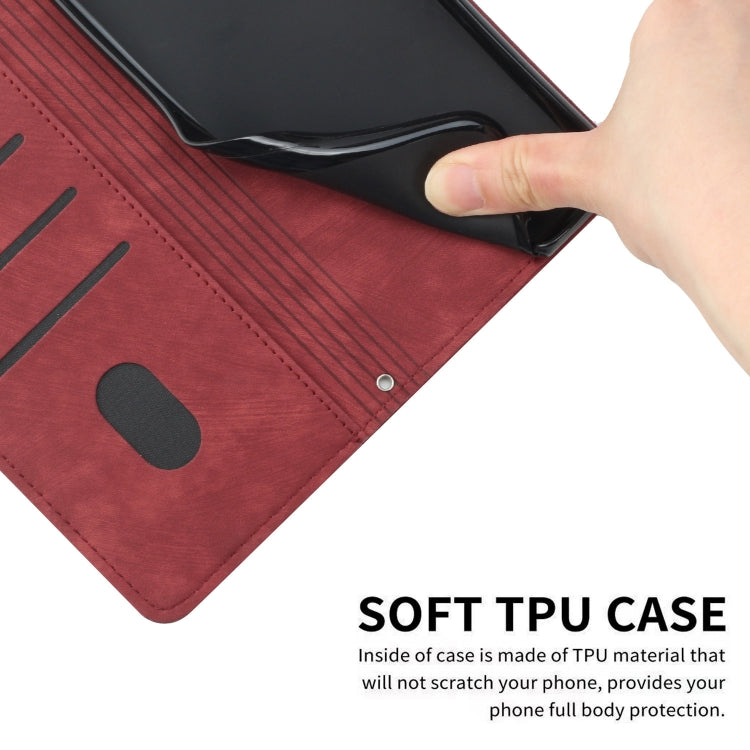 For Infinix Hot 40 / 40 Pro Skin Feel Stripe Pattern Leather Phone Case with Lanyard(Red) - Infinix Cases by PMC TechLife | Online Shopping South Africa | PMC TechLife | Buy Now Pay Later Mobicred