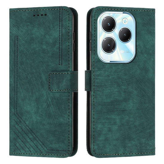 For Infinix Hot 40 / 40 Pro Skin Feel Stripe Pattern Leather Phone Case with Lanyard(Green) - Infinix Cases by PMC Jewellery | Online Shopping South Africa | PMC Jewellery | Buy Now Pay Later Mobicred