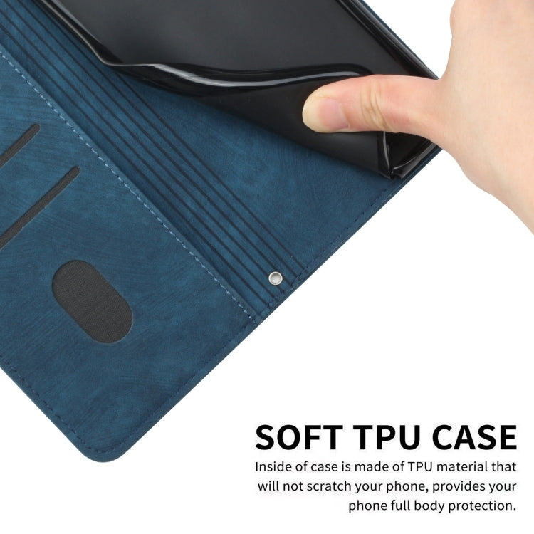 For Infinix Hot 40 / 40 Pro Skin Feel Stripe Pattern Leather Phone Case with Lanyard(Blue) - Infinix Cases by PMC TechLife | Online Shopping South Africa | PMC TechLife | Buy Now Pay Later Mobicred