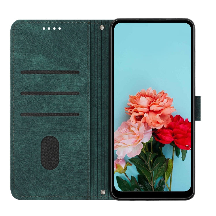 For Infinix Hot 40i Skin Feel Stripe Pattern Leather Phone Case with Lanyard(Green) - Infinix Cases by PMC Jewellery | Online Shopping South Africa | PMC Jewellery | Buy Now Pay Later Mobicred